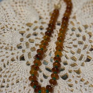 Francesca's Collections Amber and Green Beaded Necklace
